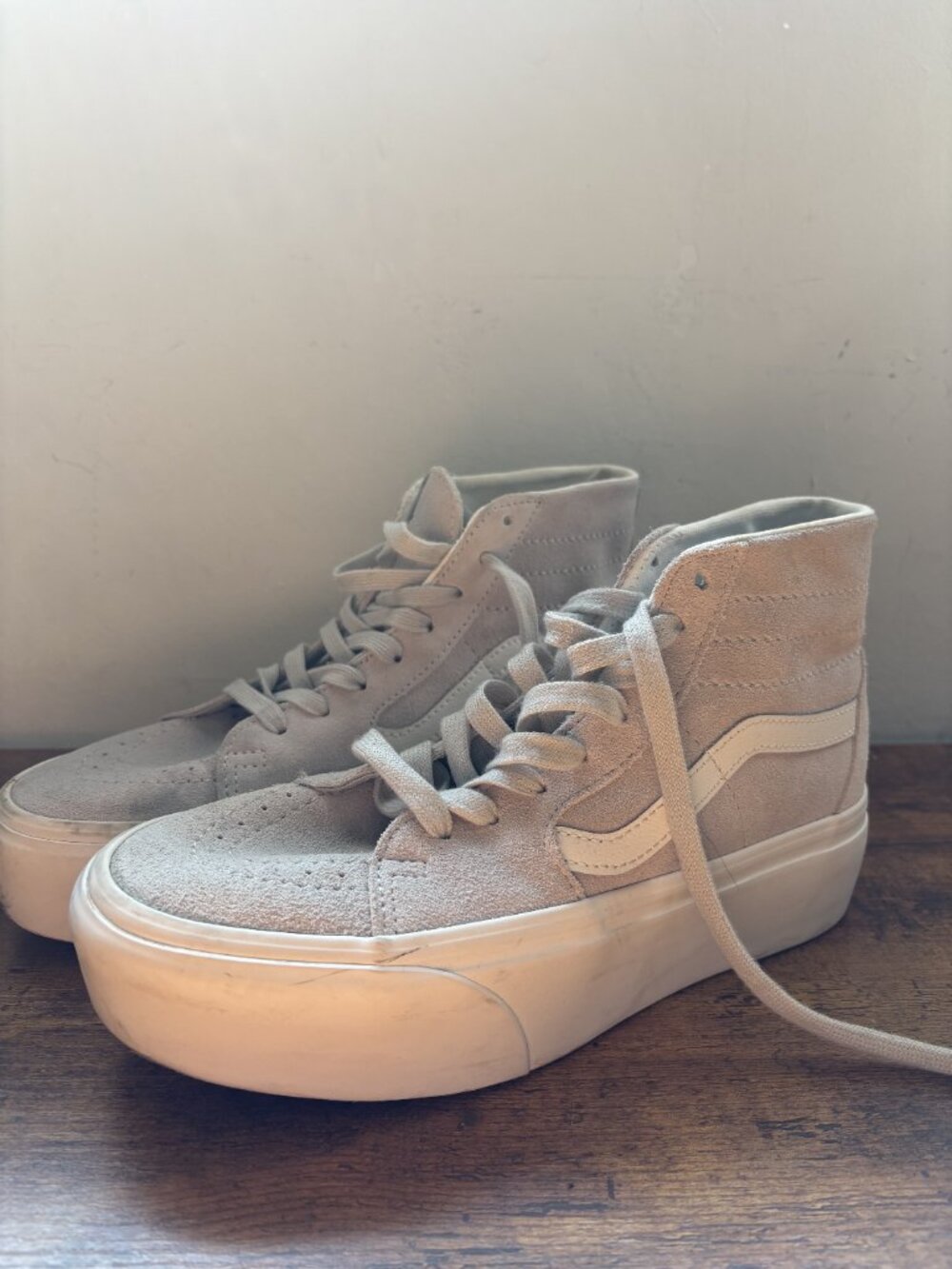 Vans Beige Suede High-Top Platform Sneakers